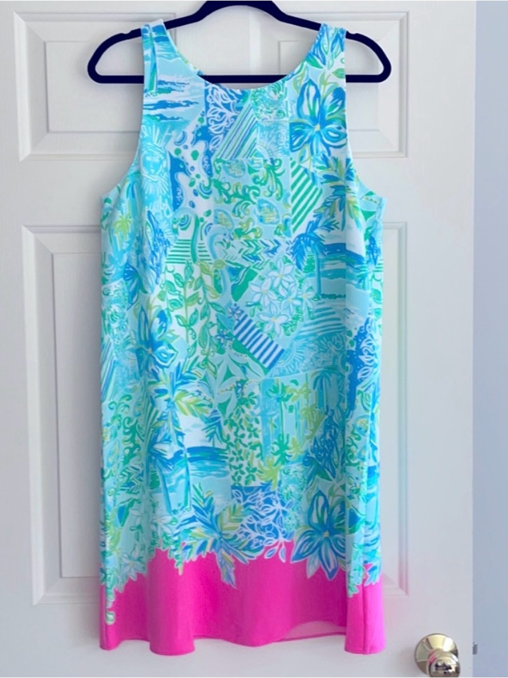 Lilly Pulitzer Aqua, Turquoise & Hot Pink Floral Shift Dress